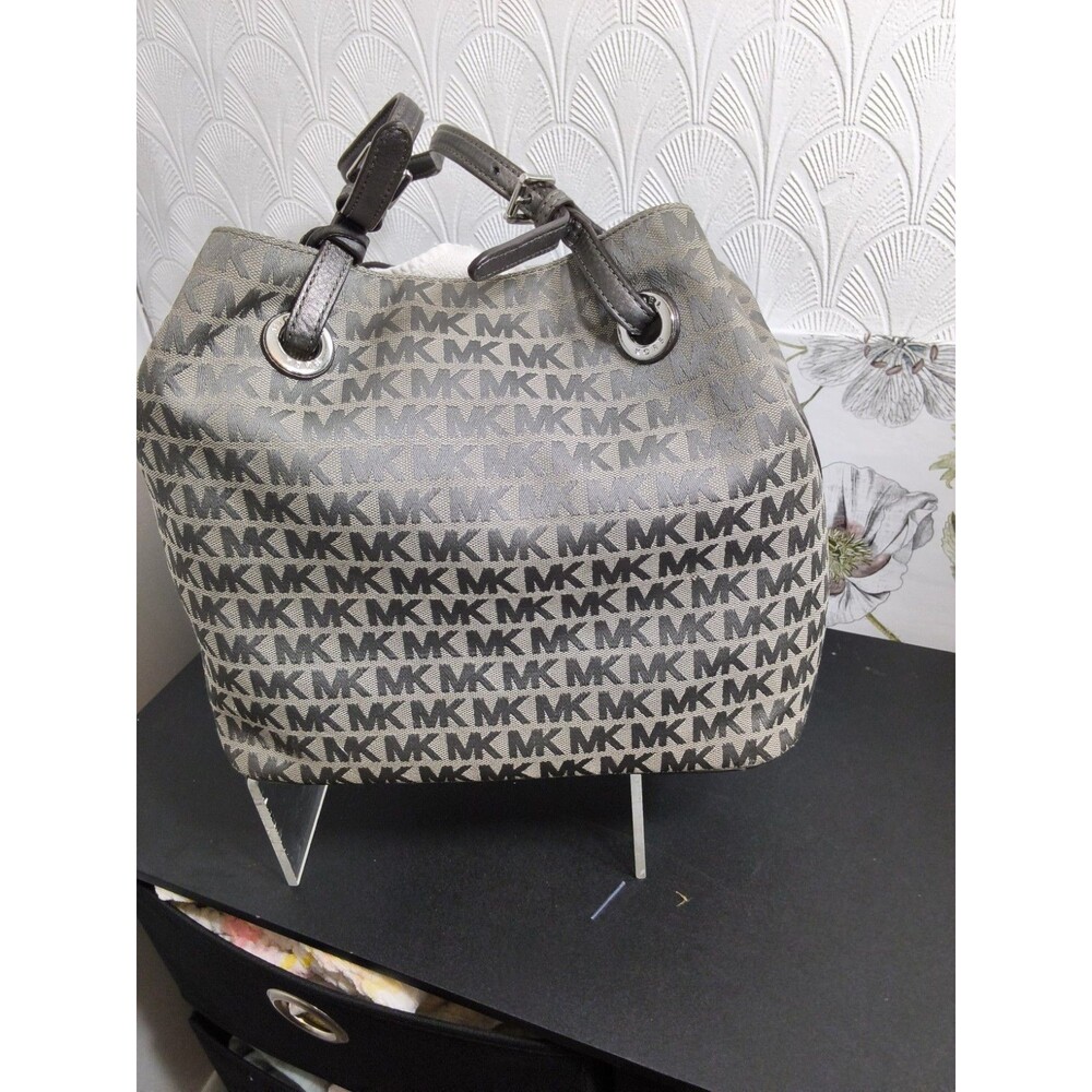 Michael Kors Front Pocket Classic Signature Tote  Black Gray Monogram